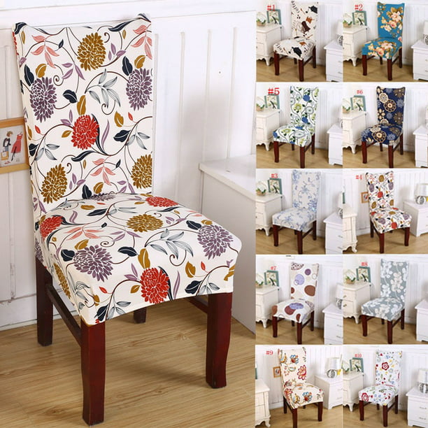 Removable Elastic Stretch Slipcovers Short Dining Room Chair Seat Cover Decor